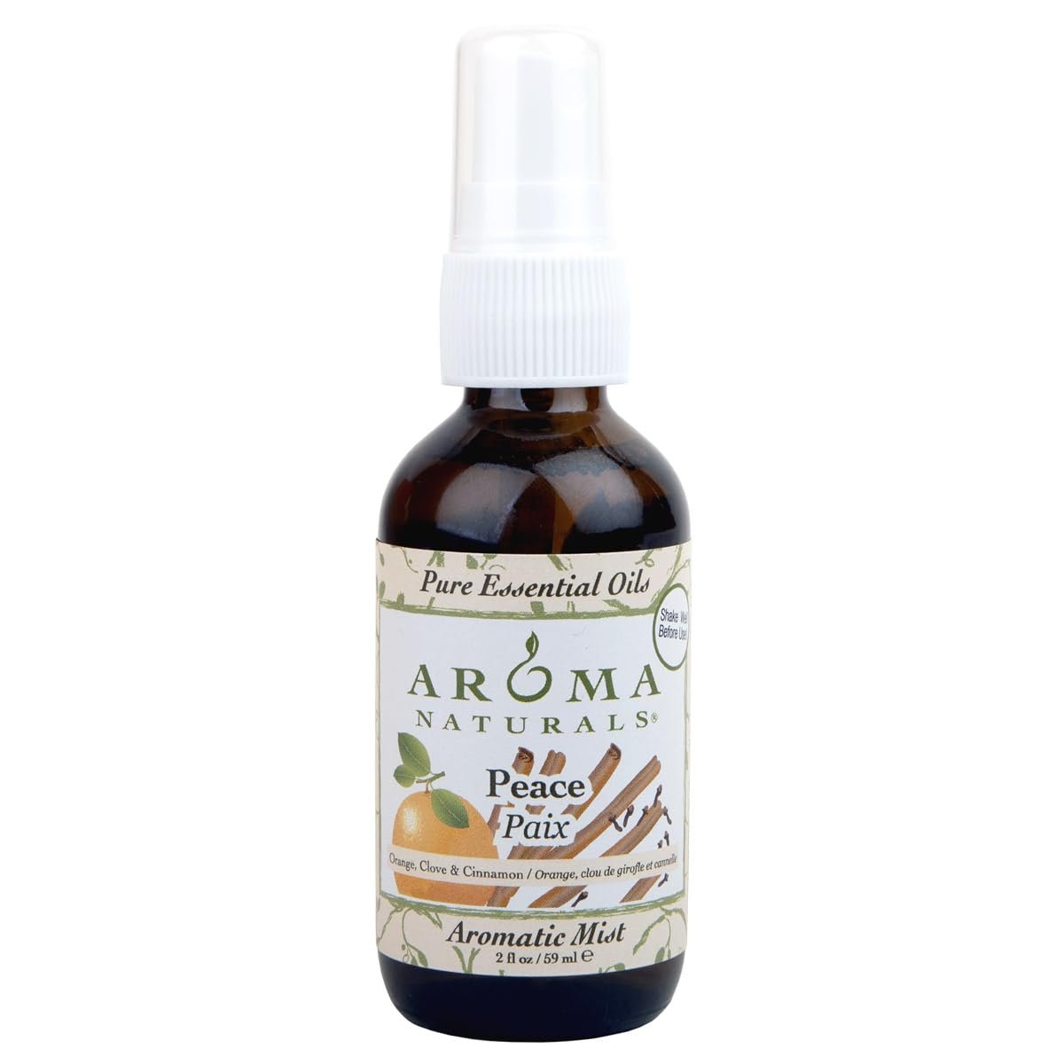 Aroma Naturals Aromatic Mist Spray, Peace, Orange, Clove and Cinnamon, 2 Ounce