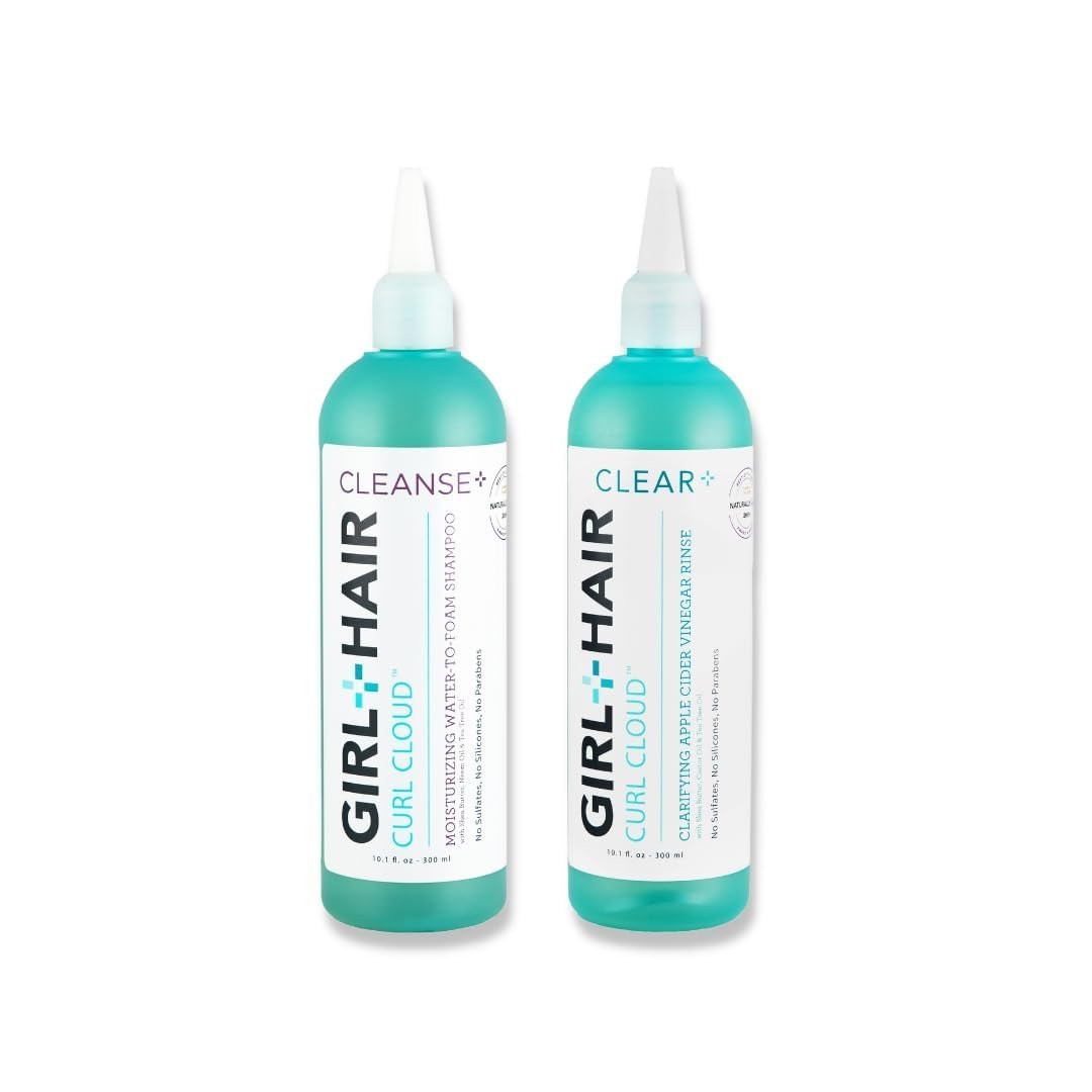 GIRL+HAIR Clear and Cleanse Set (2 x 10.1 fl oz) | Includes Apple Cider Vinegar Hair Rinse + Moisturizing Shampoo | with Apple Cider Vinegar & Tea Tree Oil | Reduces Dandruff, Moisturizes Scalp & Hair