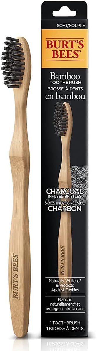 Burt’s Bees Bamboo Toothbrush with Charcoal Infused Bristles, 1ct