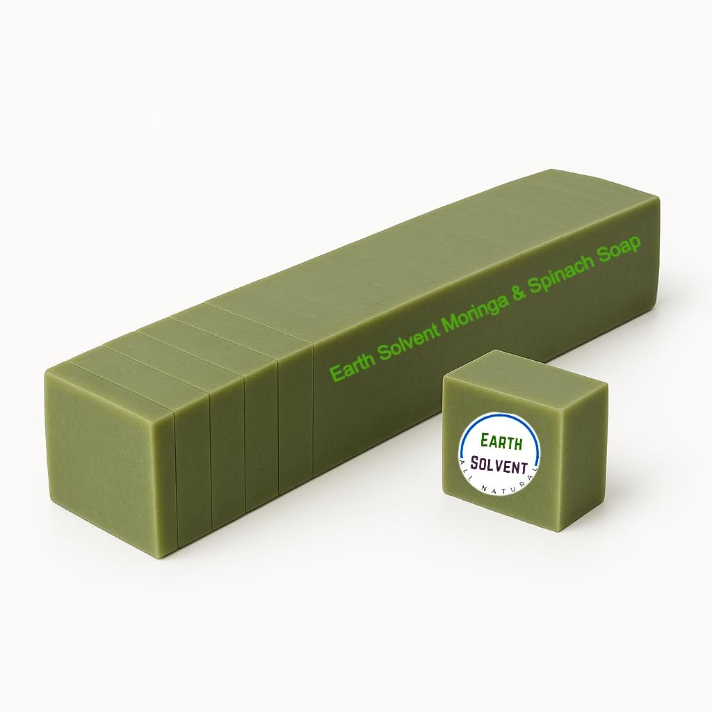 All Natural Organic Soap Loaf, Pre-Cut 10 Bars, Unscented 1 inch 4.5oz bar soaps, Hypoallergenic Colorant Free (Moringa & Spinach Soap Loaf)