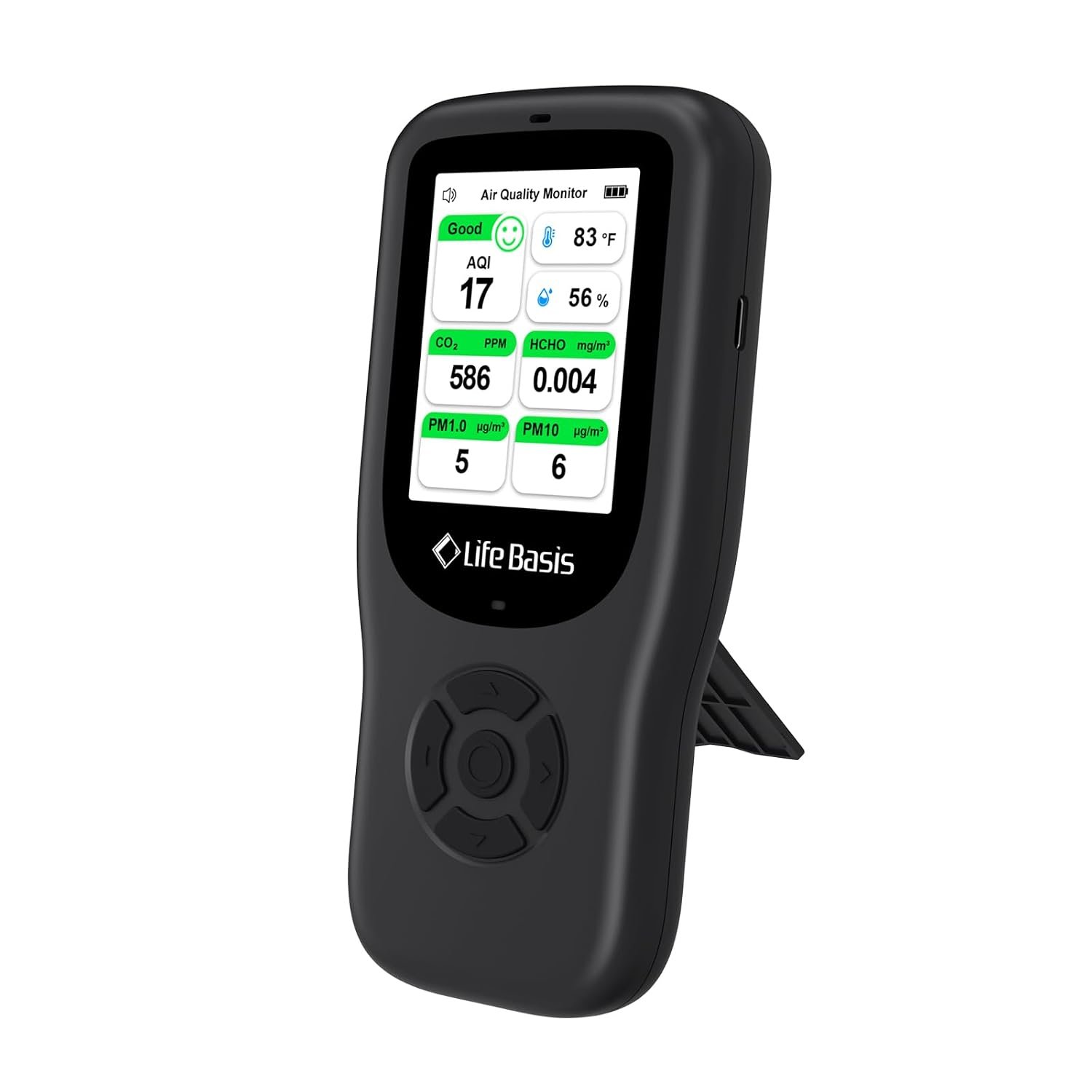 LifeBasis Air Quality Monitor Indoor, 11-in-1 Air Quality Detector