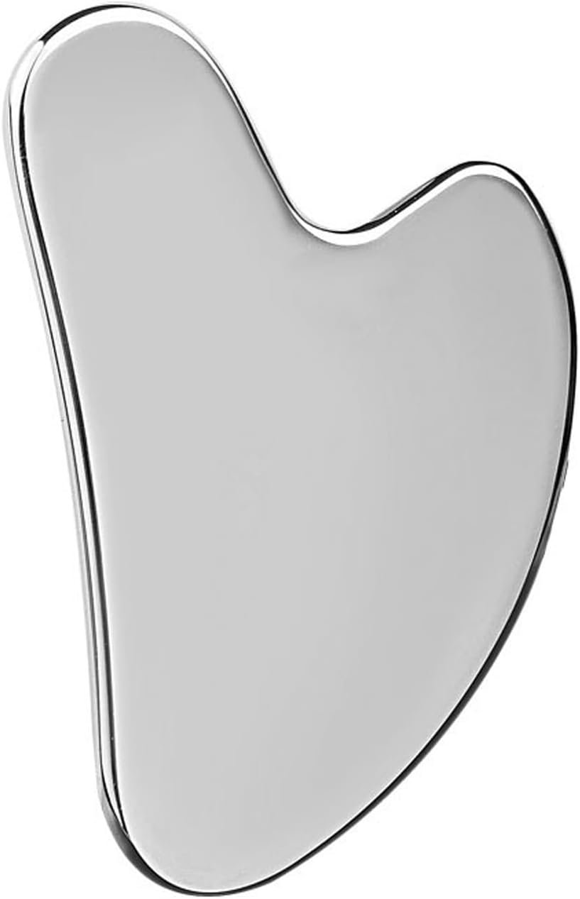 Stainless Steel Gua Sha Facial Tools Guasha for Face Metal Gua Sha Tighten Skin Massage Guasha Beauty Tool for Body Eyes Neck Massager with Travel Pouch Skin Care Gifts (Silver)