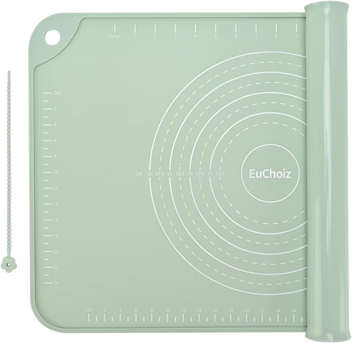 Silicone Pastry Mat 28″*20″ Extra Thick Non Stick Baking Mat Food Grade Silicone Dough Rolling Bake Mat with Edge Heightening Green