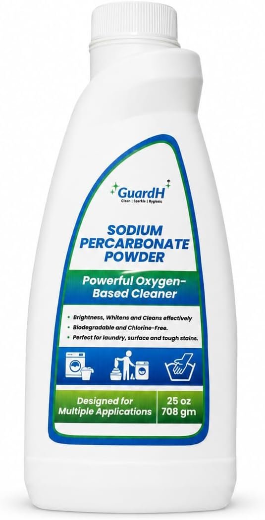 GuardH Sodium Percarbonate Powder – 25 oz | Oxygen-Based Laundry Booster | Natural Stain Remover & Fabric Brightener