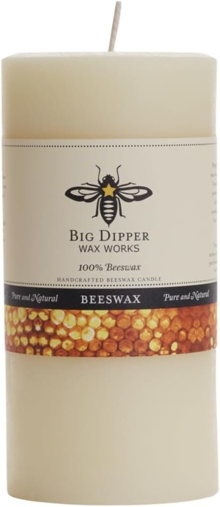 Big Dipper Wax Works 100% Beeswax Pillar Candle, 3 x 6 in, Ivory
