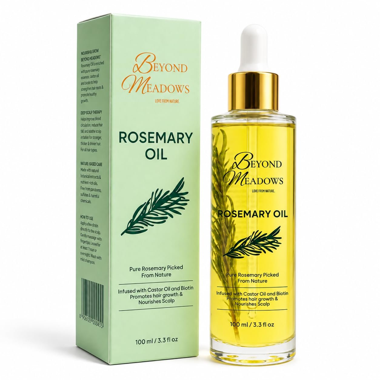 Organic Rosemary Oil for Hair Growth with Biotin, 3.38 fl oz
