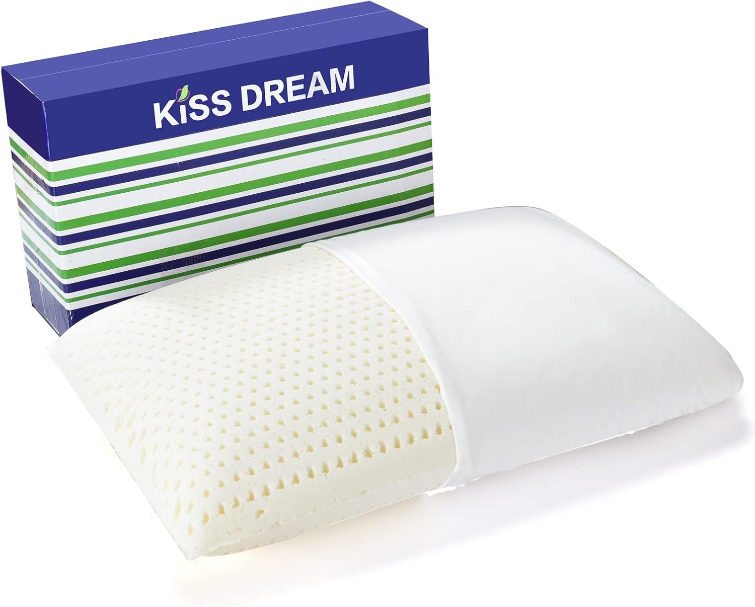 Kiss Dream 100% Natural Talalay Latex Pillow Sleeping Bed Pillows, Extra Soft Luxury Standard Pillow, Perfectly Aligns for Side/Back Pain, Stomach, Neck, Pressure Relief, Removable Cotton Cover