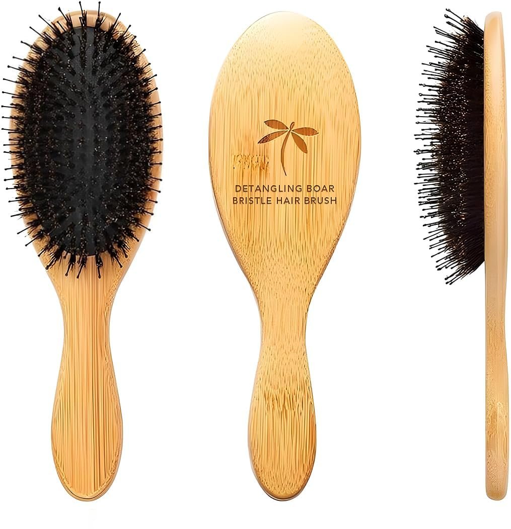 Belula Boar Bristle Hair Brush for Women and Men, Detangle Any Type of Hair