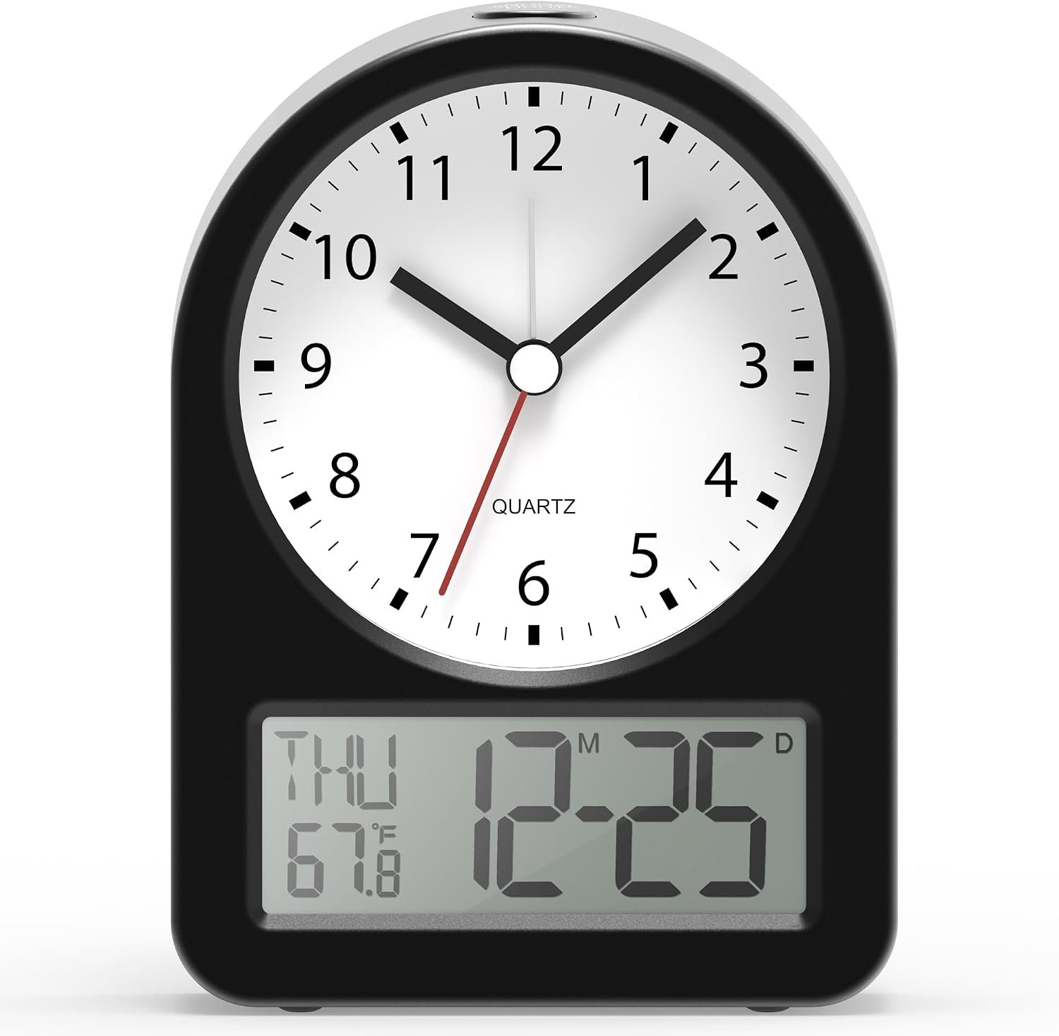 AYRELY® 4″ Analog Digital Alarm Clock, Battery Operated Desk Clock, Table Clock with Snooze Calendar Temperature for Living Rooms Bedrooms Shelf Home Decor