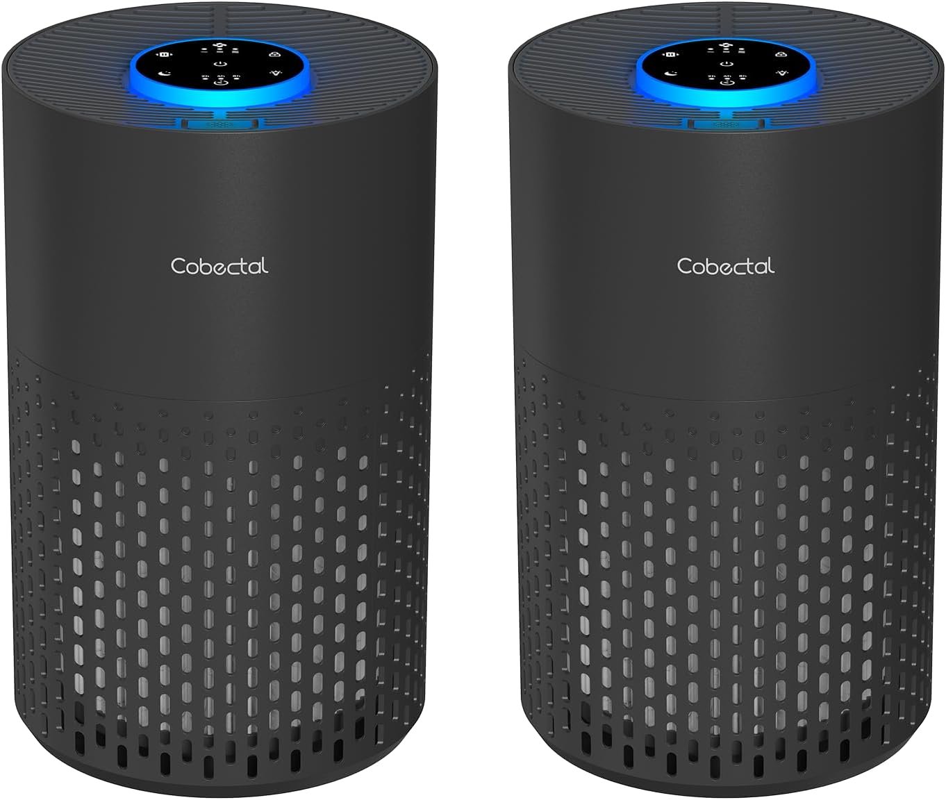 2 Pack Cobectal Air Purifiers for Home Bedroom with 3-in-1 Filter, Black