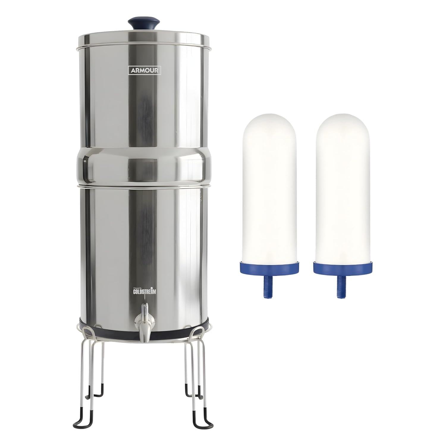 Armour 2.25G w/Stand – 0.2µm Stainless Steel Gravity Water Filter System