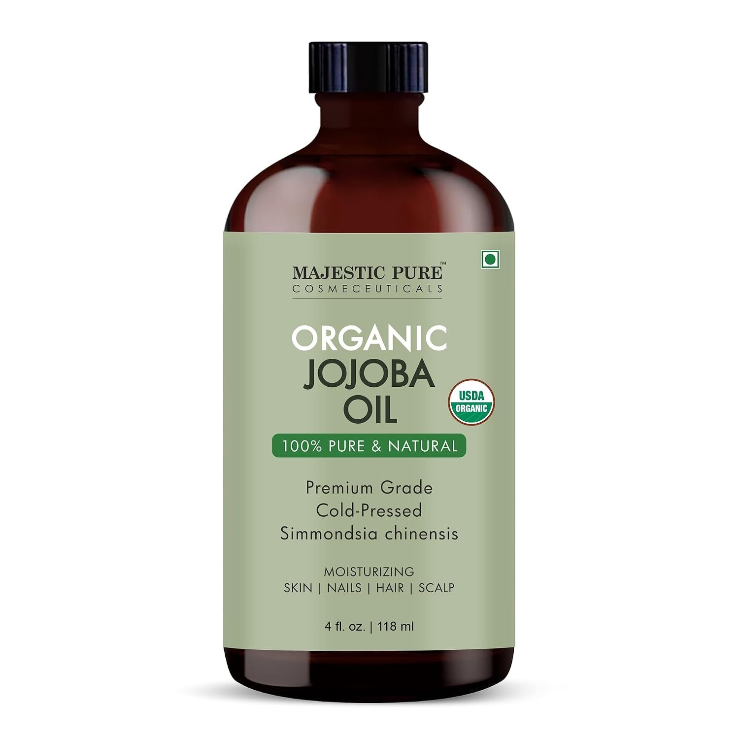 Majestic Pure USDA Organic Jojoba Oil, 100% Pure & Natural – 4 Fl Oz