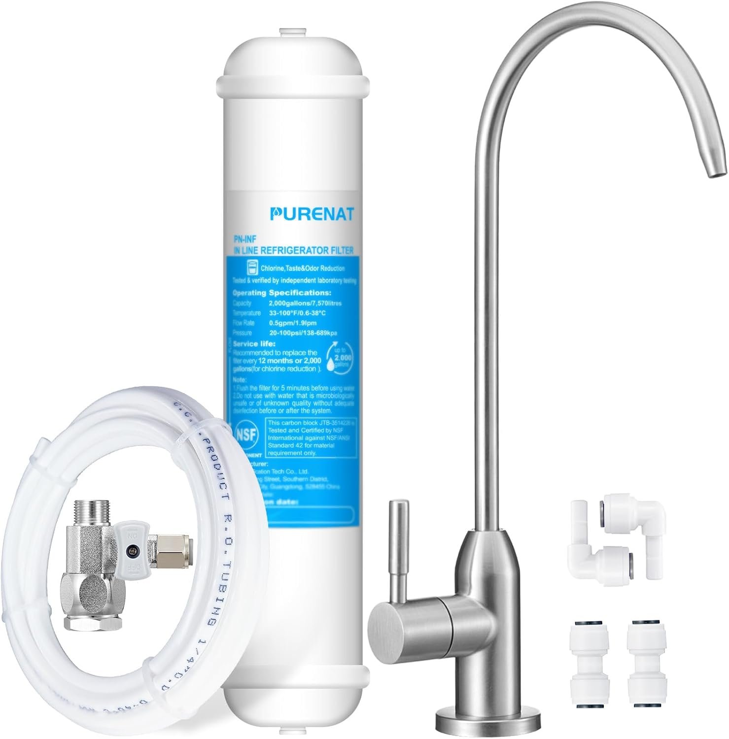 Under Sink Water Filter Kit – With Brass Valve for Home Bar & Drinking