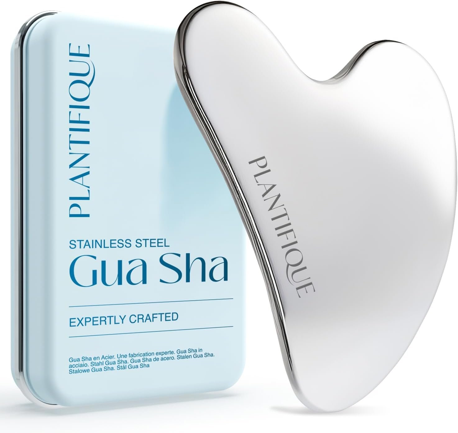 PLANTIFIQUE Stainless Steel Gua Sha Facial Tool – Face Massager, Anti Aging