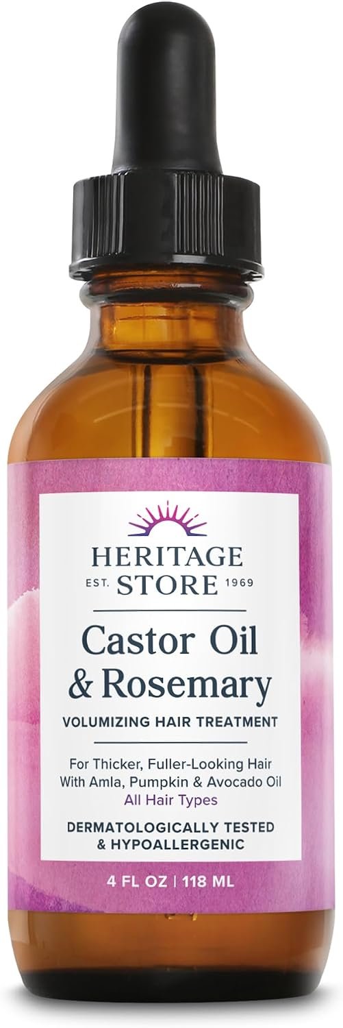 HERITAGE STORE Castor Oil and Rosemary Volumizing Hair Treatment, 4 oz