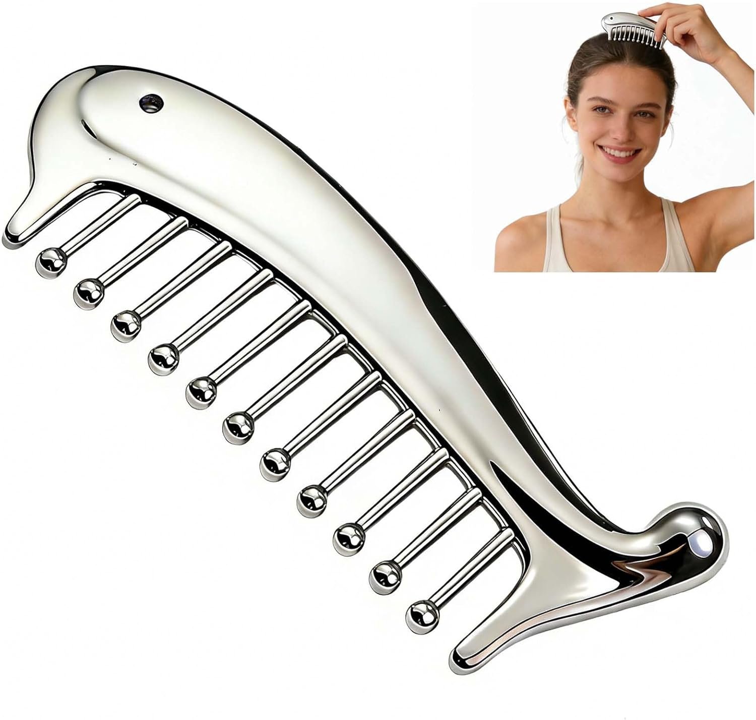 Gua Sha Tool For Face, Metal Gua Sha Comb For Scalp Massage & Scalp Gua Sha