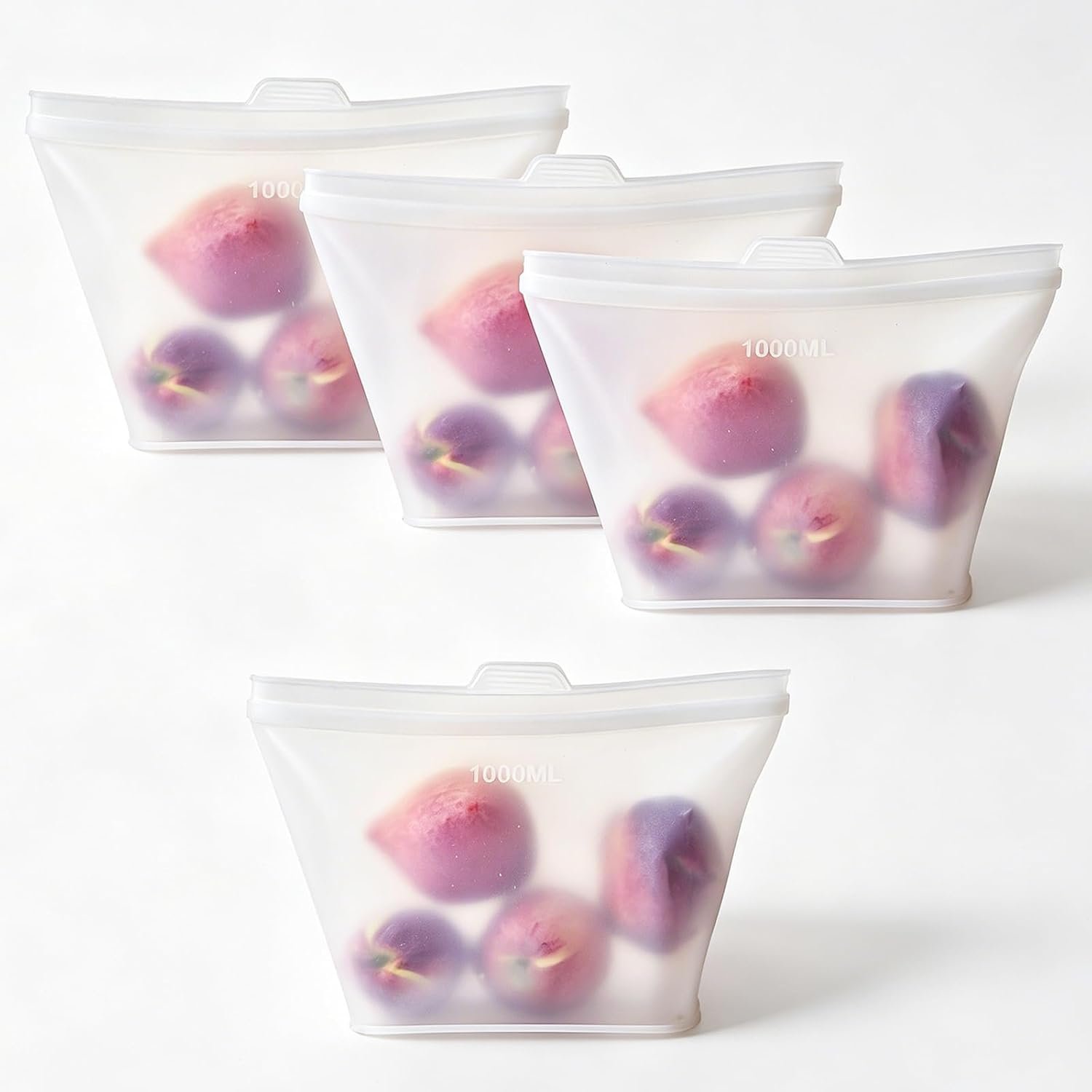 4 Pack Reusable Silicone Bags – 100% Food Grade,Safe | Medium
