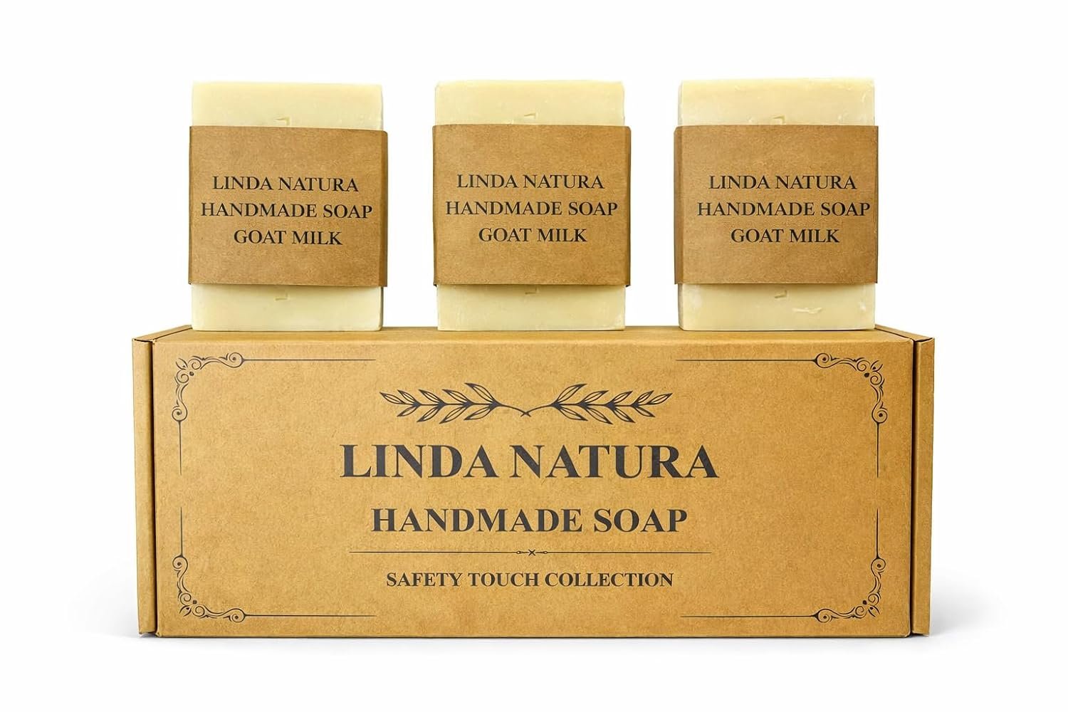 Goat Milk Soap Set | Handmade Soap Bars Pack of 3 | Cold Process | Fragrance-Free & Colorant-Free | 3 × 120 g | Safety Touch Collection