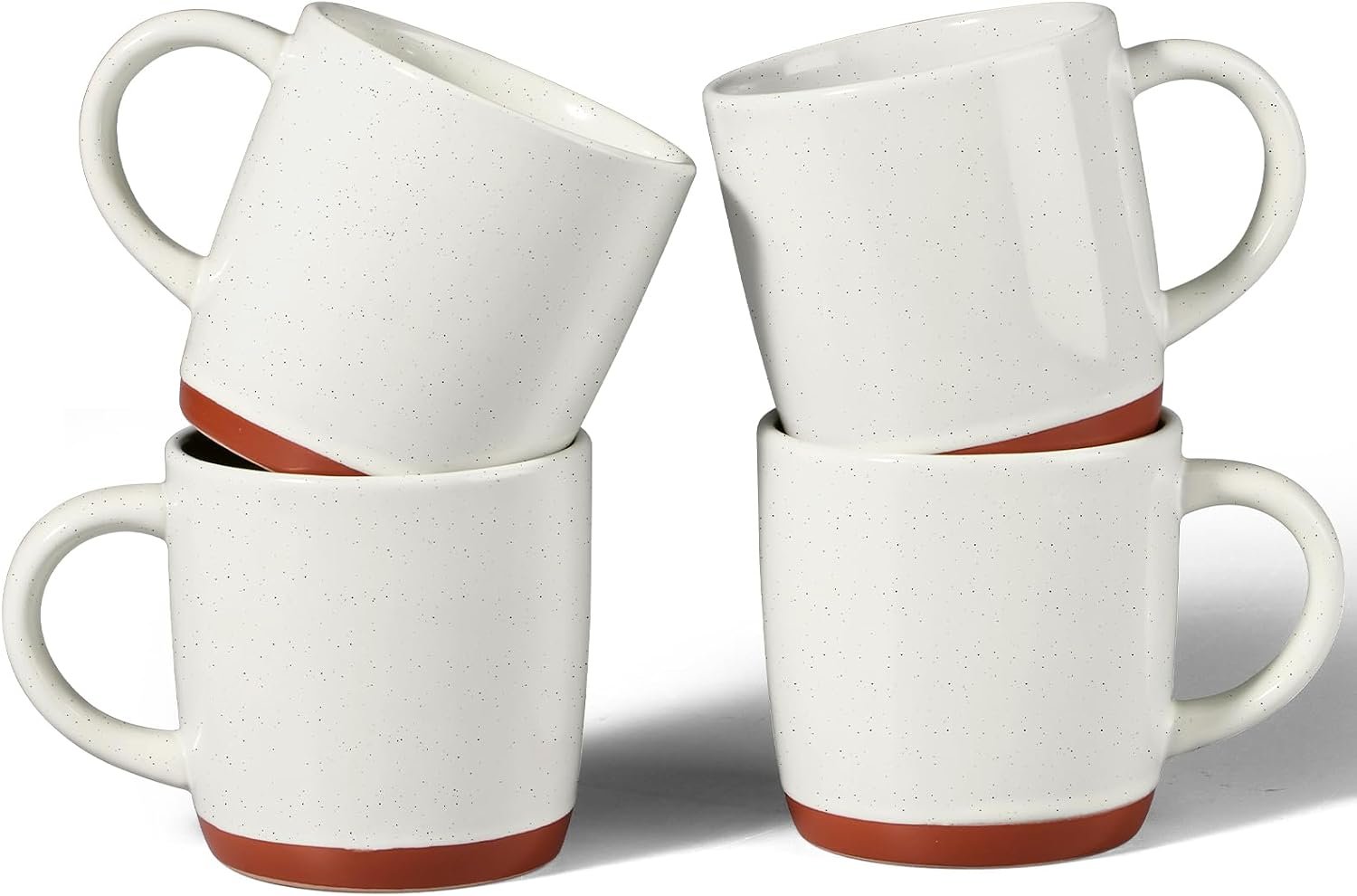 E-far Ceramic Coffee Mug Set of 4, 12oz Modern Coffee Cups, Speckled White