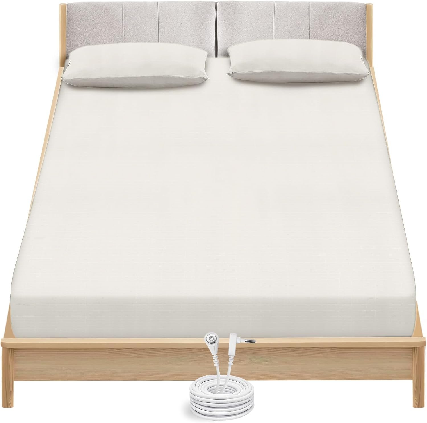 Grounding Sheets King Size – 20% Silver Fiber and Organic Cotton Grounding Fitted Sheet with Grounding Cord White Color 80×78 Inch Size