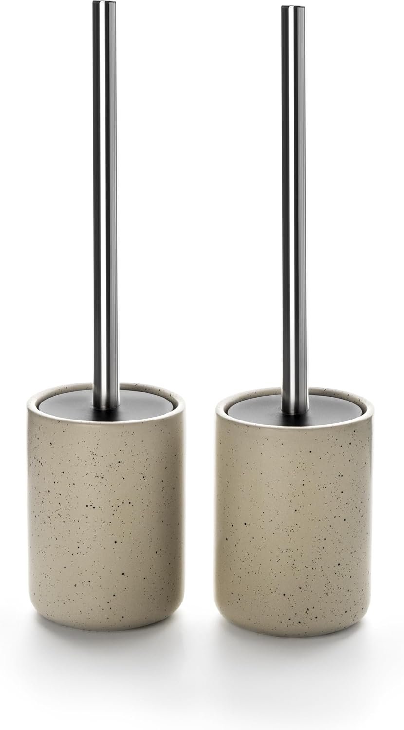 Ceramic Toilet Brush and Holder Set, Toilet Bowl Cleaner Brush