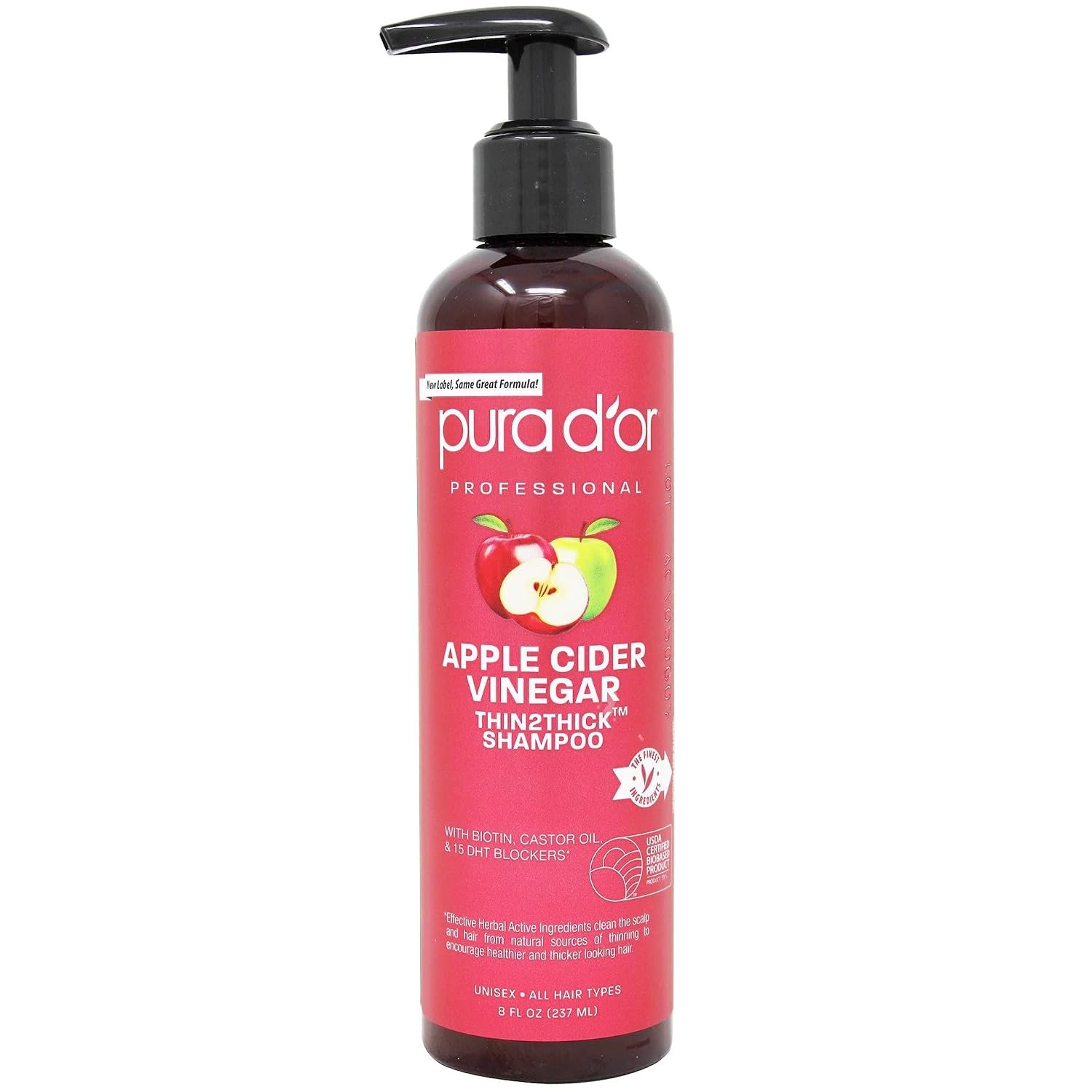 PURA D’OR Apple Cider Vinegar Shampoo for Clarifying and Volume, 8oz