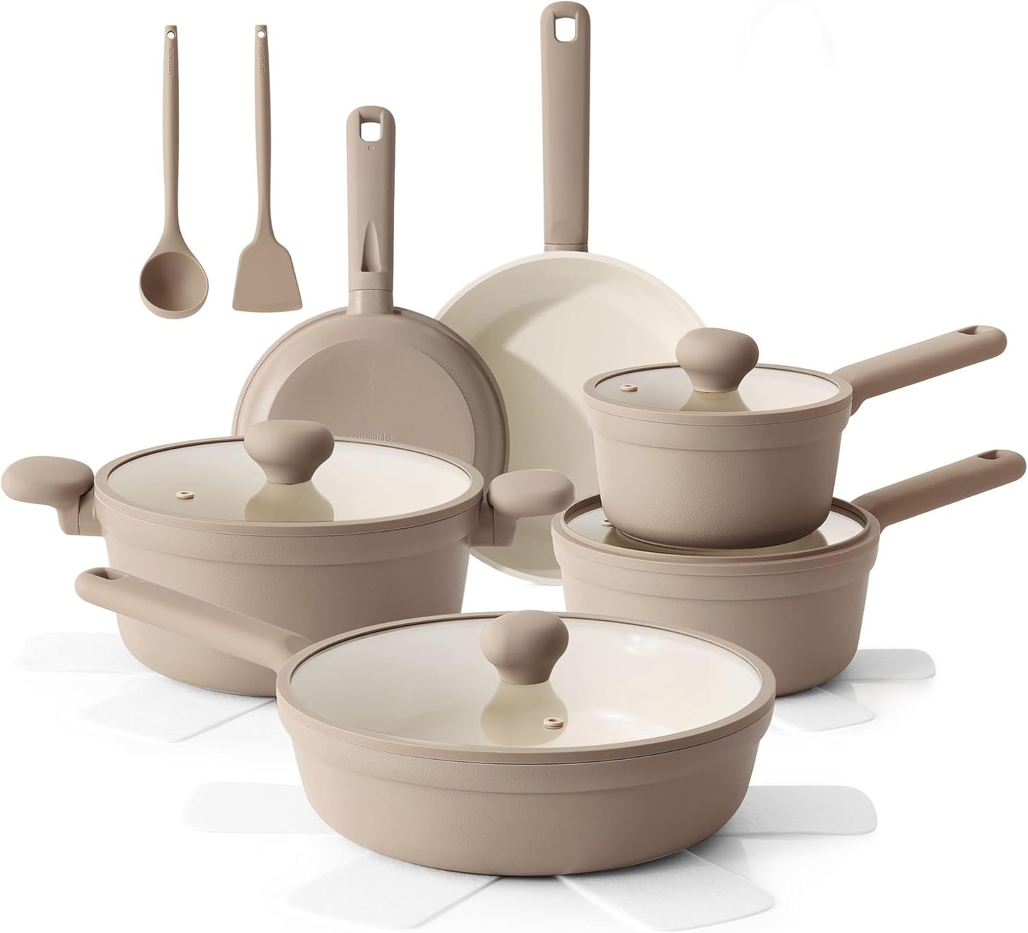 SENSARTE Ceramic Nonstick Pots and Pans Set, Nontoxic Cookware Set 17pcs
