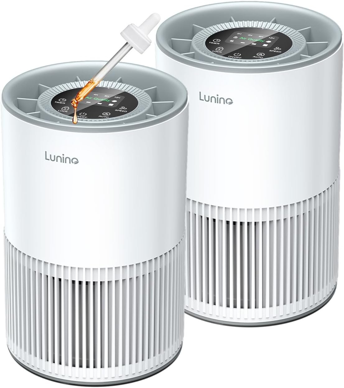 2 Pack Air Purifiers for Home Large Room up to 1200ft², LUNINO Air Purifier for Bedroom with H13 HEPA Washable Filter, Aromatherapy, Air Quality Sensor, Sleep Mode for Smoke, Dust, Pet Dander, Odor