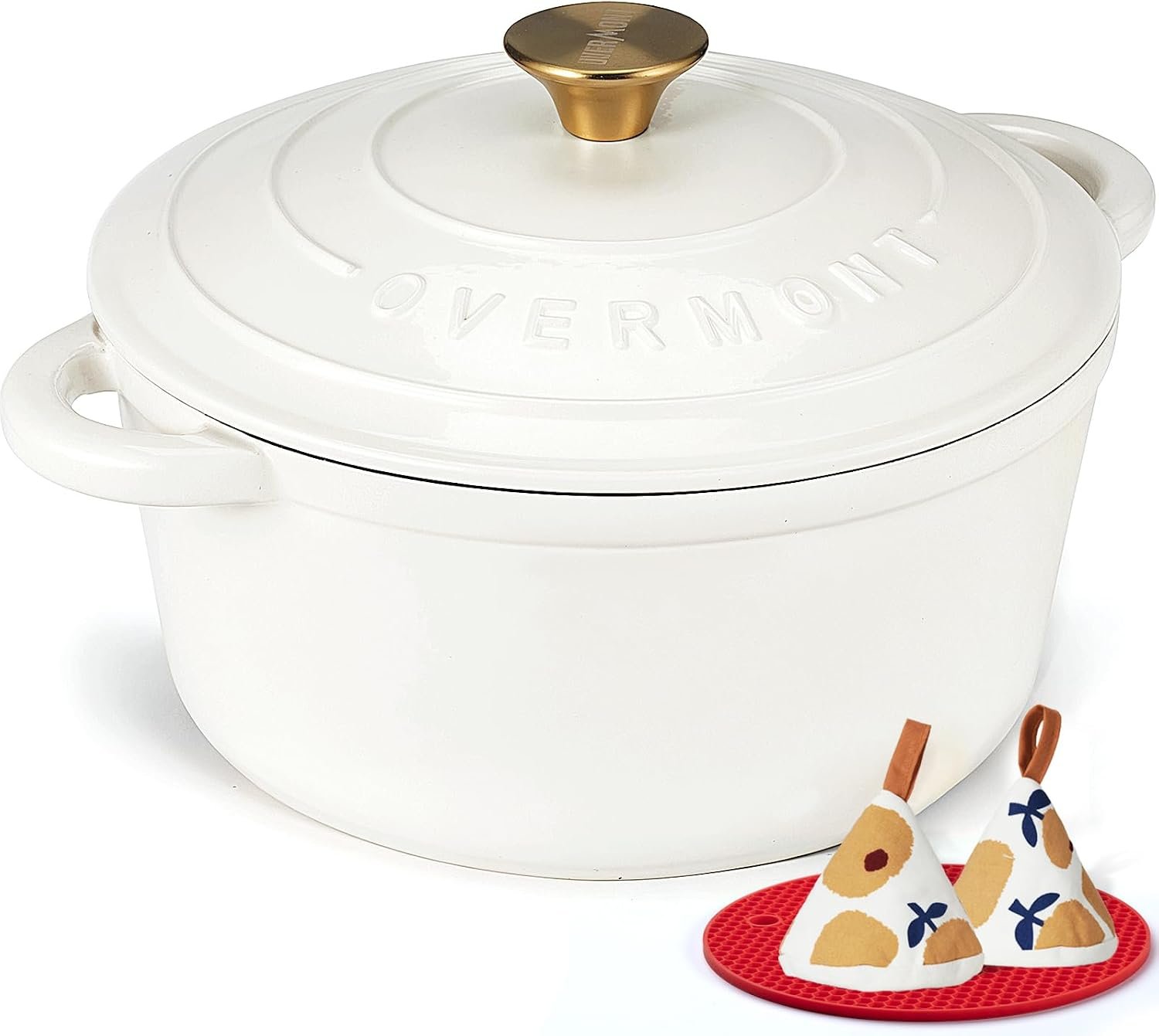 Overmont Enameled Cast Iron Dutch Oven – 5.5QT Pot with Lid Cookbook