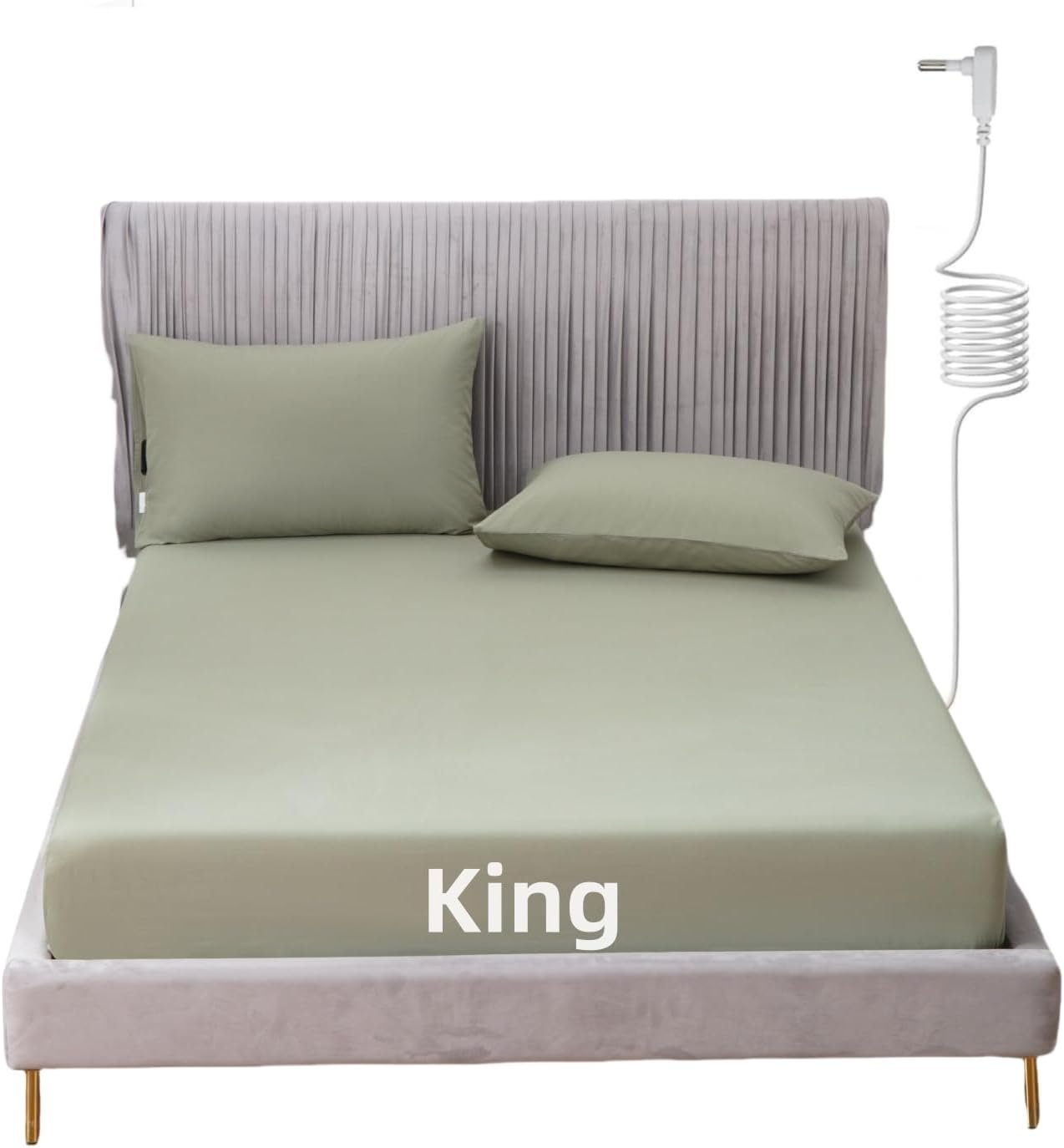 Grounding Sheet King Size with 15ft Cord, 90% Organic Cotton + 10% Silver Fiber, Conductive Earthing Bed Sheets for Better Sleep and Wellness (Green, King – 76″x80″x13″)