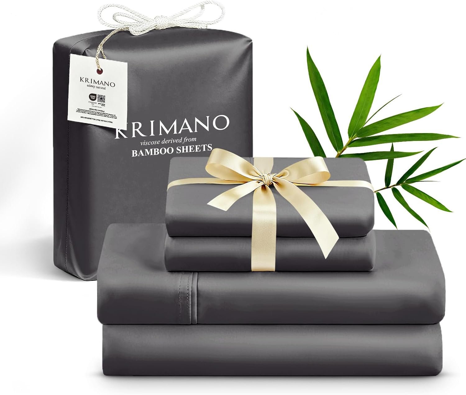 Bamboo Viscose Sheet Set King Size, Cooling Sheets Bed Set 4pcs