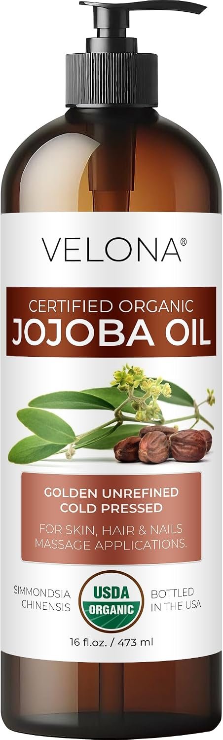 velona USDA Organic Jojoba Oil – 16 fl oz, Cold Pressed, with Pump