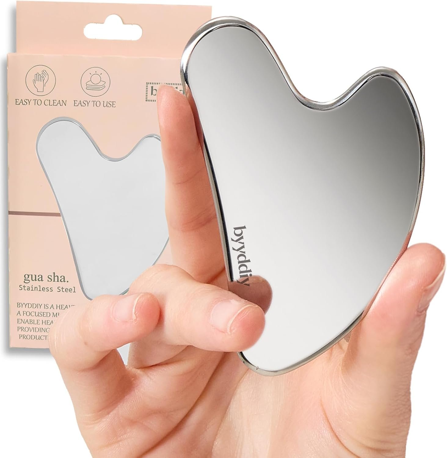 BYYDDIY Stainless Steel Gua Sha Facial Tools, Metal Gua Sha for Face,Tighten Skin Massage, Guasha Beauty Tool for Body Eyes (W)