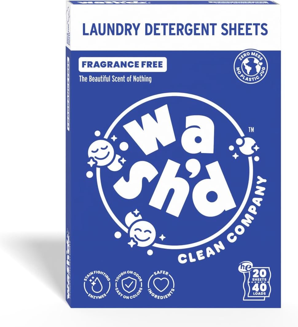 Wash’d Laundry Detergent Sheets | 3 Stain-Fighting Enzymes | Baby Safe