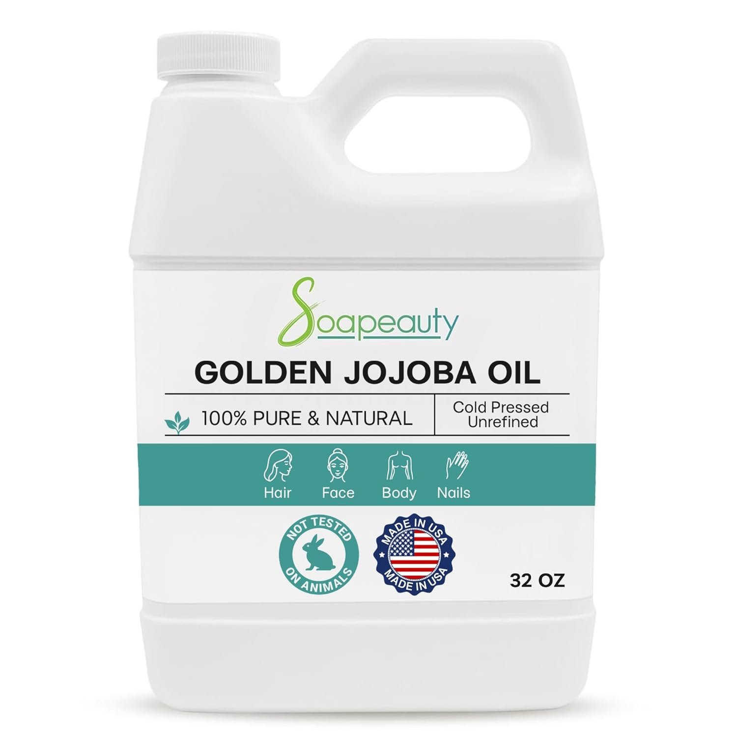 Golden Jojoba Oil 100% Pure Natural Unrefined Cold Pressed 32 Fl Oz