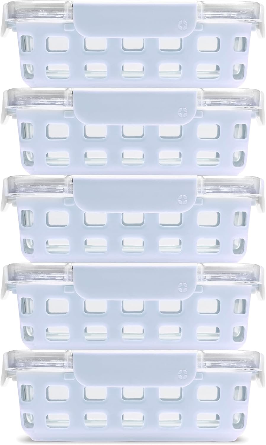 Ello Duraglass 3.4 Cup Glass Meal Prep Containers, 10 Pc, 5 Pack, Blue