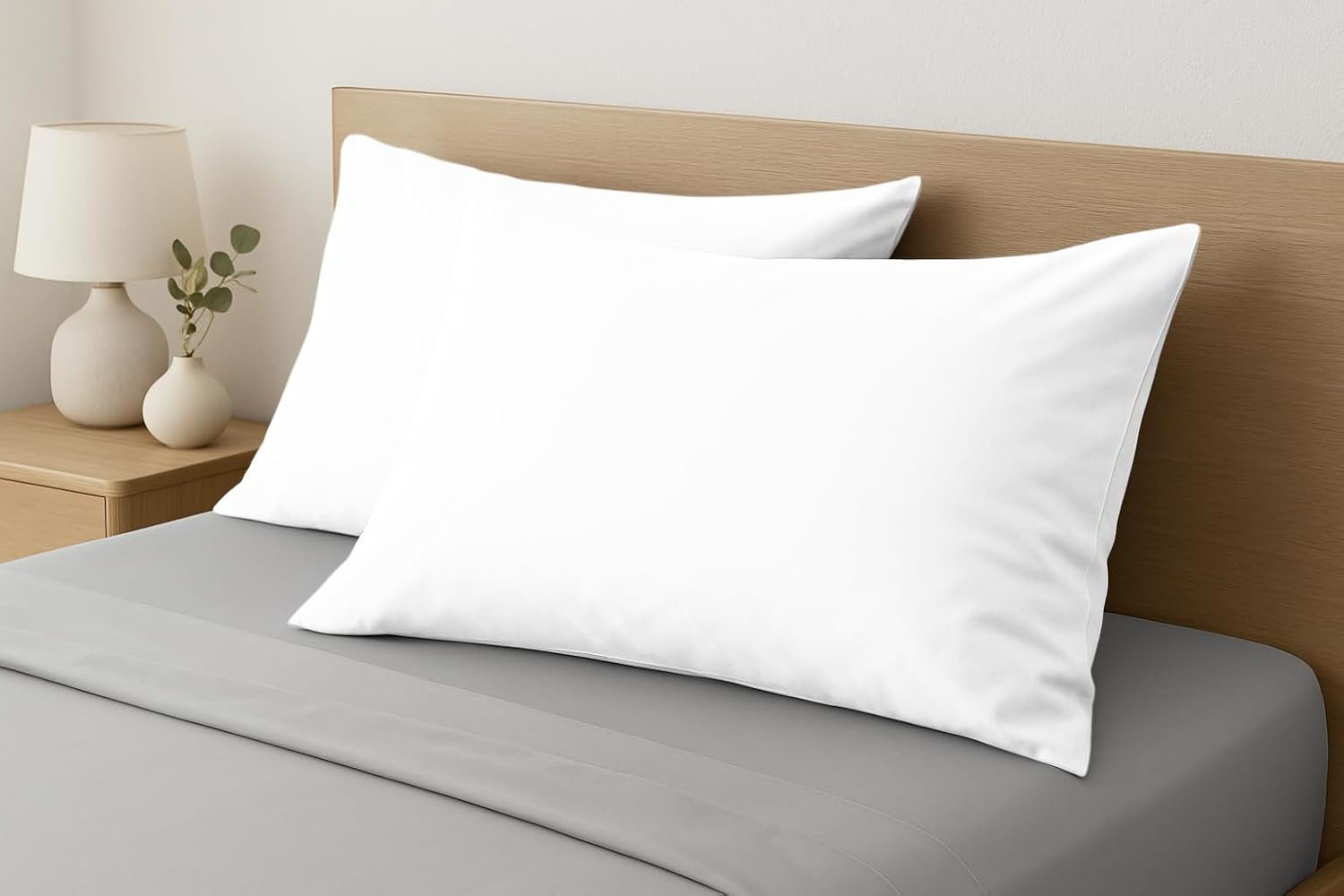 Comfort Beddings 100% Organic Cotton Standard Pillowcases Set of 2, White Pillow Cases with Envelope Closure, Crisp Percale Weave, Soft & Cooling Pillow Covers (Standard 20×26, White)