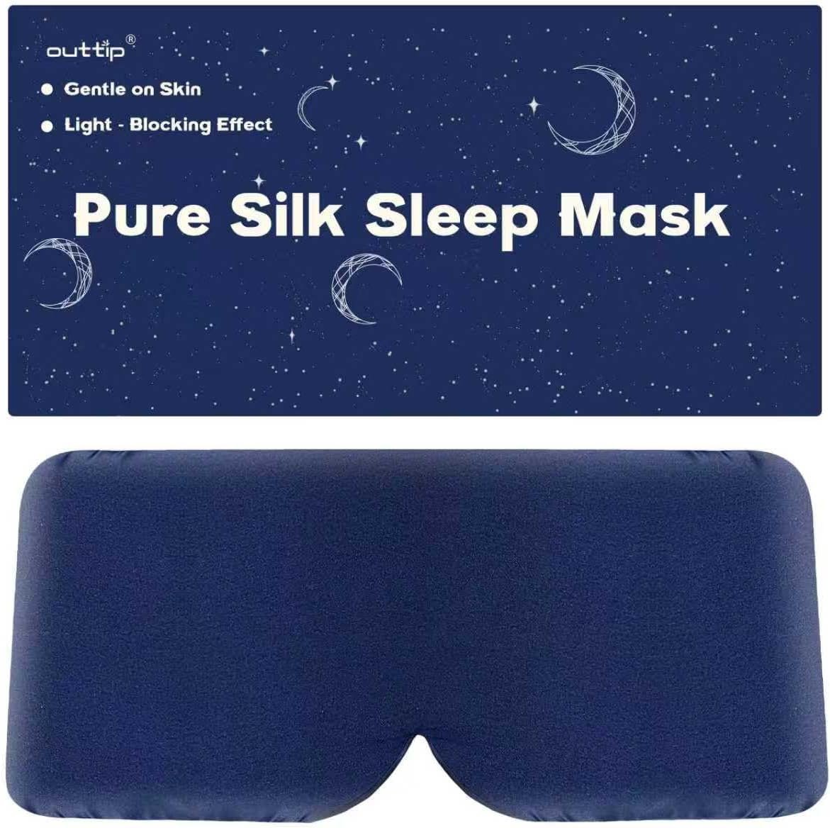 100% Mulberry Silk Sleep Masks for Men, Blackout Eye Mask Sleep Silk for Sleeping Side Sleeper, Eye Covers for Sleeping Adjustable Light Blocking Men Relaxing Gift for Home, Travel, Office, Napping