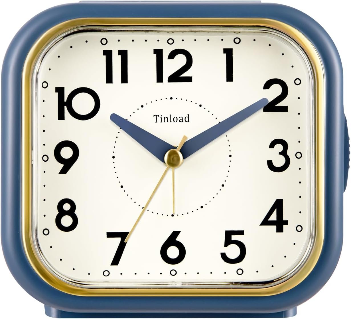Tinload 4.3″ Vintage Retro Analog Alarm Clock, Super Silent Non Ticking Clock with Manual Light, Snooze, Battery Operated, Simply Design, for Living Room, Bedroom, Bedside, Desk(Blue-V2)