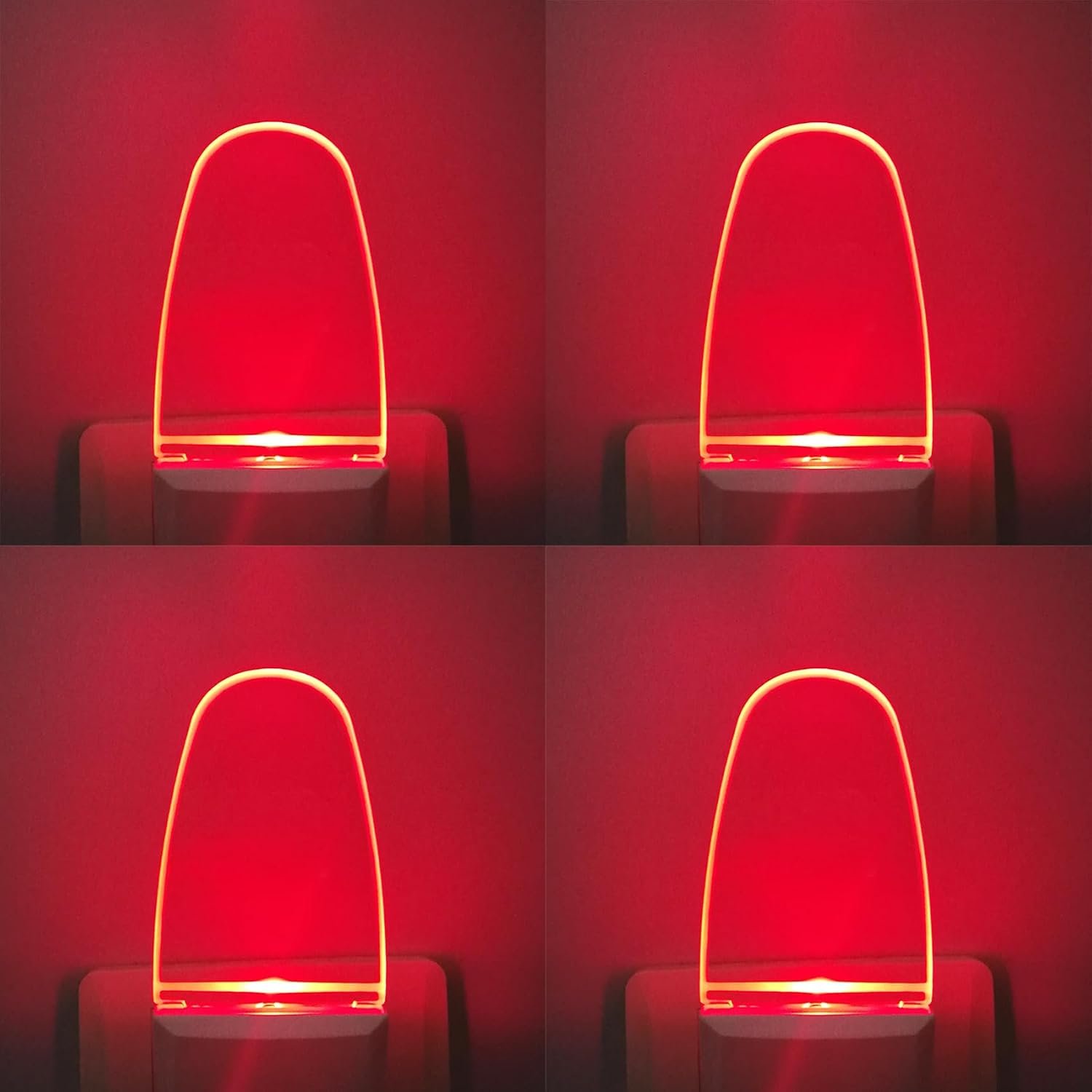 CICINY LED Night Light Plug in 4 Pack, Energy Efficient 0.5W, Dusk to Dawn Sensor Nightlights for Bedroom, Bathroom, Kitchen, Hallway, Stairs, Kids Room, Red
