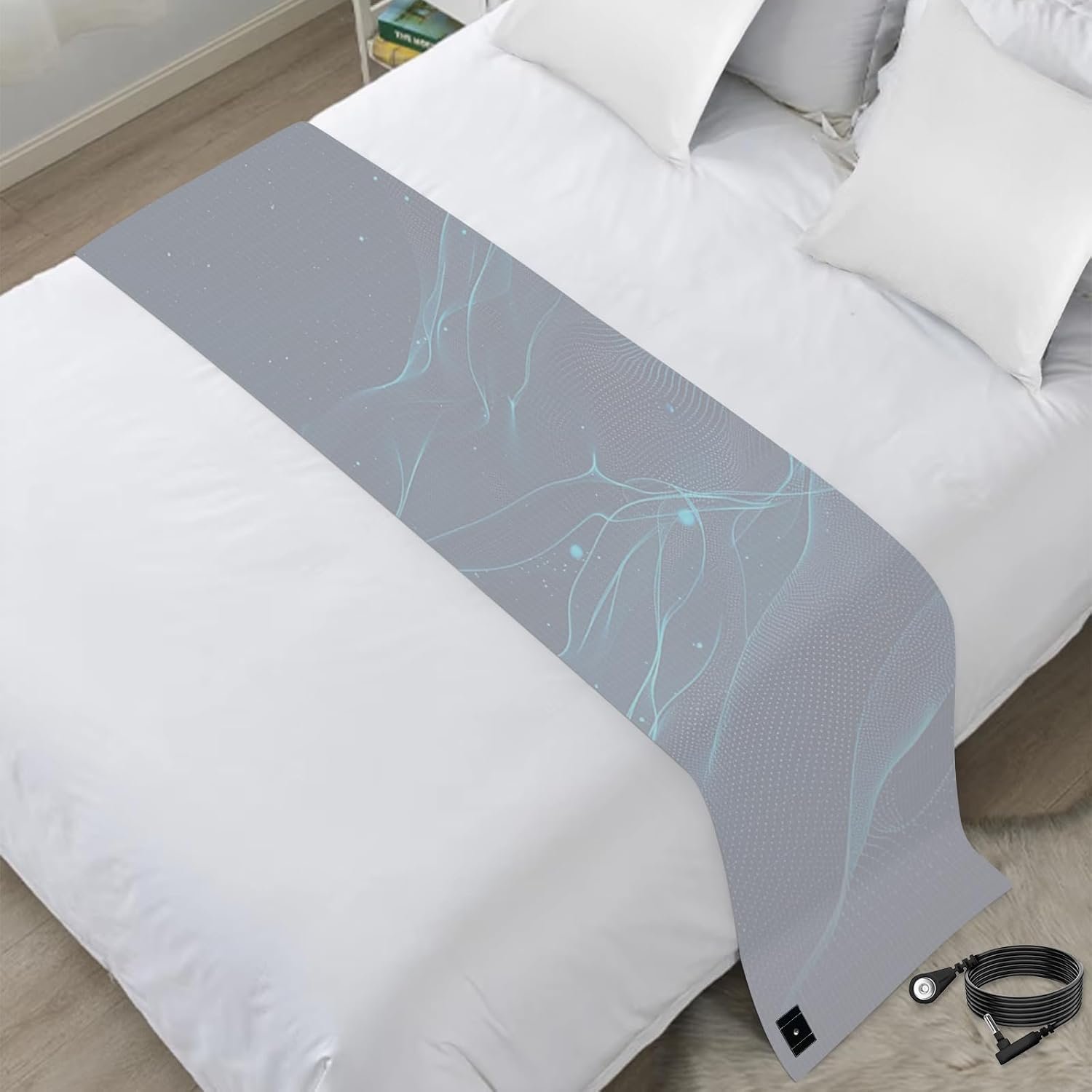 Grounding Sheets 35 * 90 inch, Conductive Grounding Sheets with Grounding Cord, Grounding Sheets for Earth with Silver Fiber & Organic Cotton, Gray