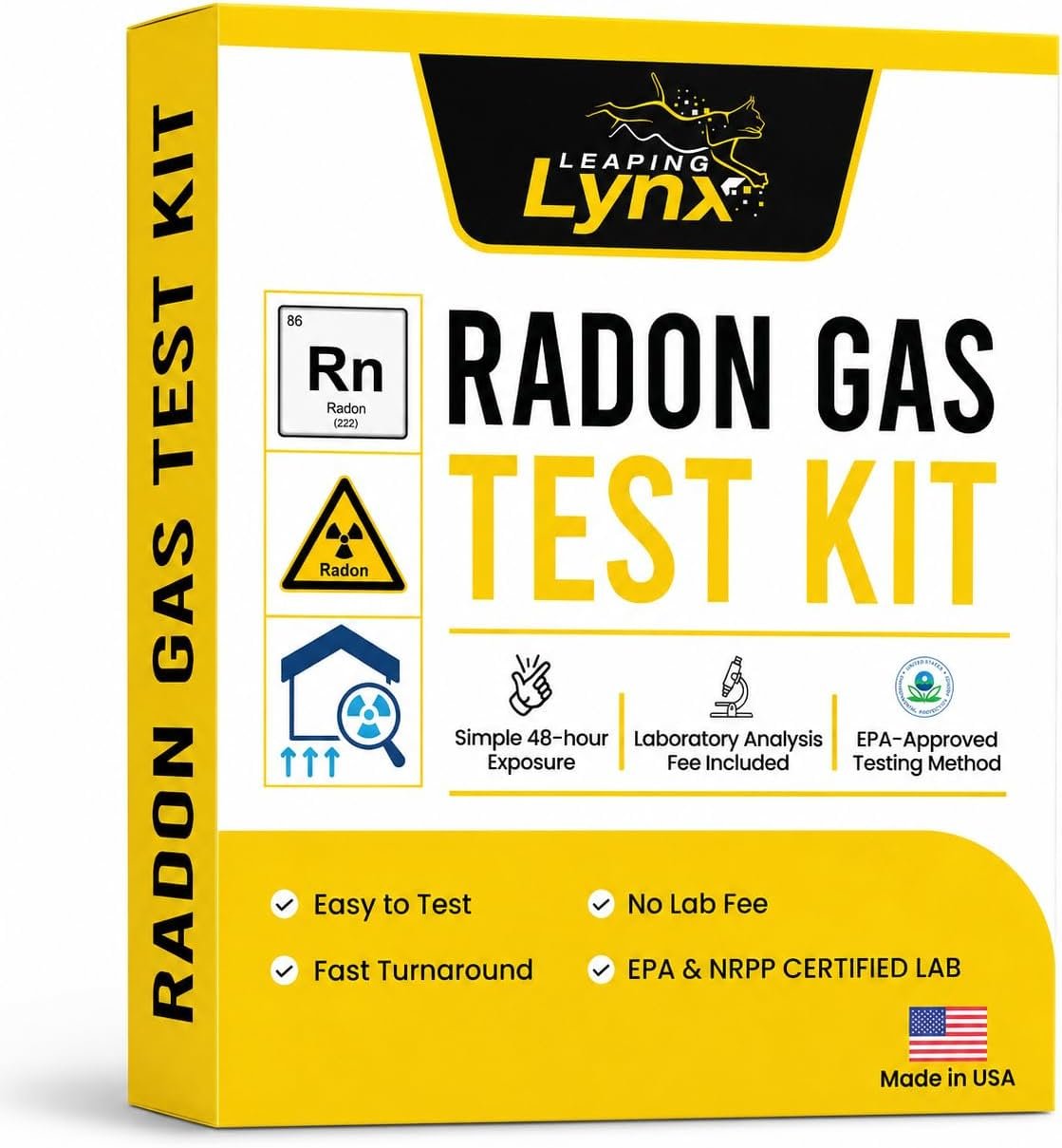 Radon Test Kit for Home – 48-Hour Short-Term Radon Gas Test Kit, NRPP Approved Lab Analysis Included – DIY Activated Charcoal Radon Detector for Home & Basement, Fast Results
