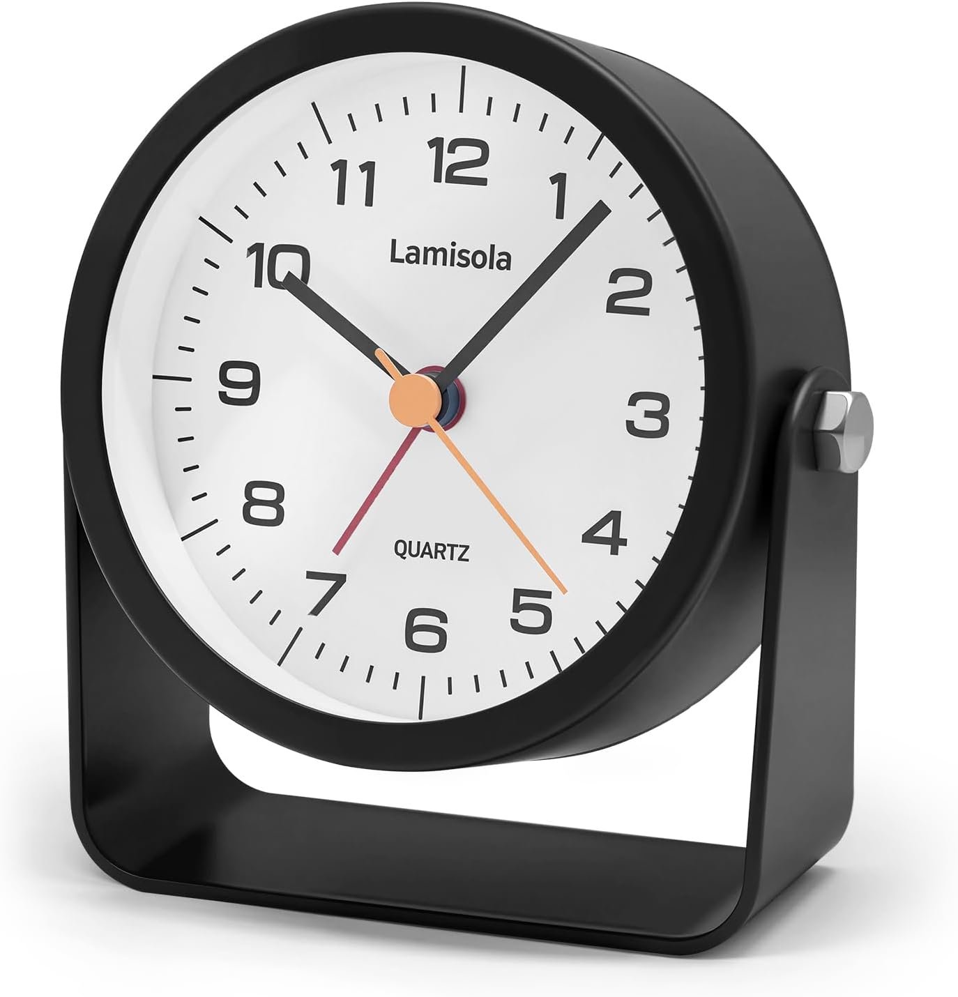 Lamisola 3.5 Inch Small Desk Battery Clock, Black Alarm Clock for Bedroom