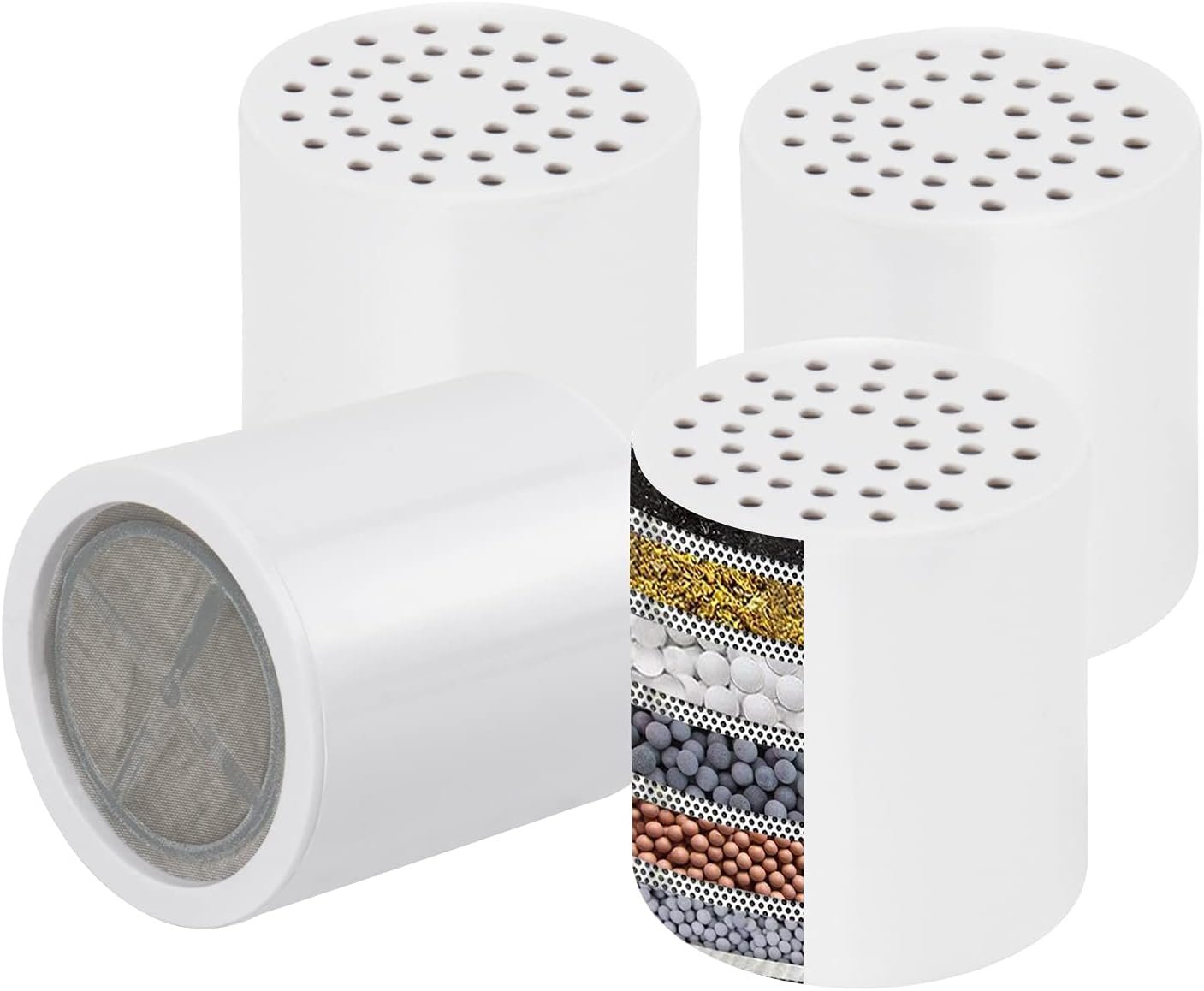 NearMoon 15 – Stage Replacement Cartridge Universal High Output Shower Filter with VC, Reduce Hard Water, Heavy Metal Impurity, Improve Skin & Hair, Fit Any Similar Filter (4 pack)