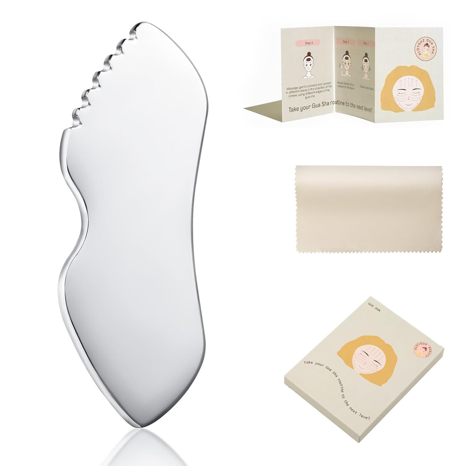 Stainless Steel Gua Sha Facial Tools Metal Detail Gua Sha Stone Body Lymphatic Drainage Massager Face Guasha Face Sculpting Tool Skin Care