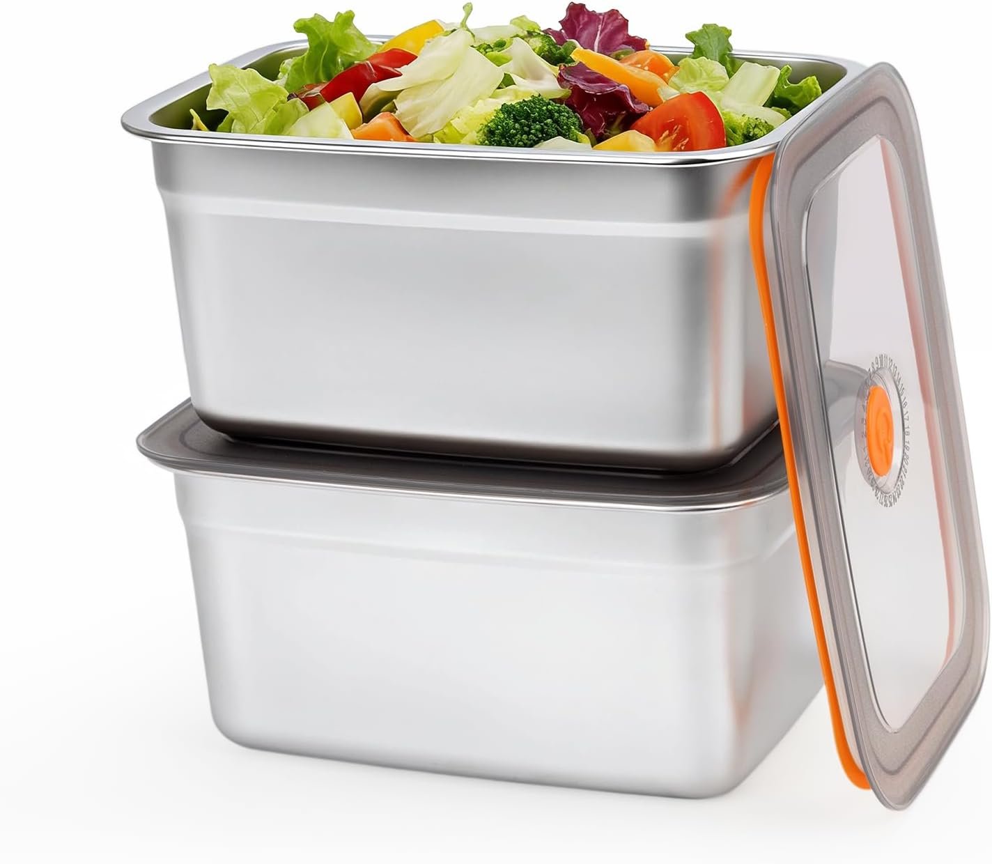 2 PCS Stainless Steel Food Storage Containers(94oz) with Lids Leak Proof & Airtight | Stainless steel freezer Containers,Airtight Bento Lunch Box,For Meal Prep,Fruit,Freezer