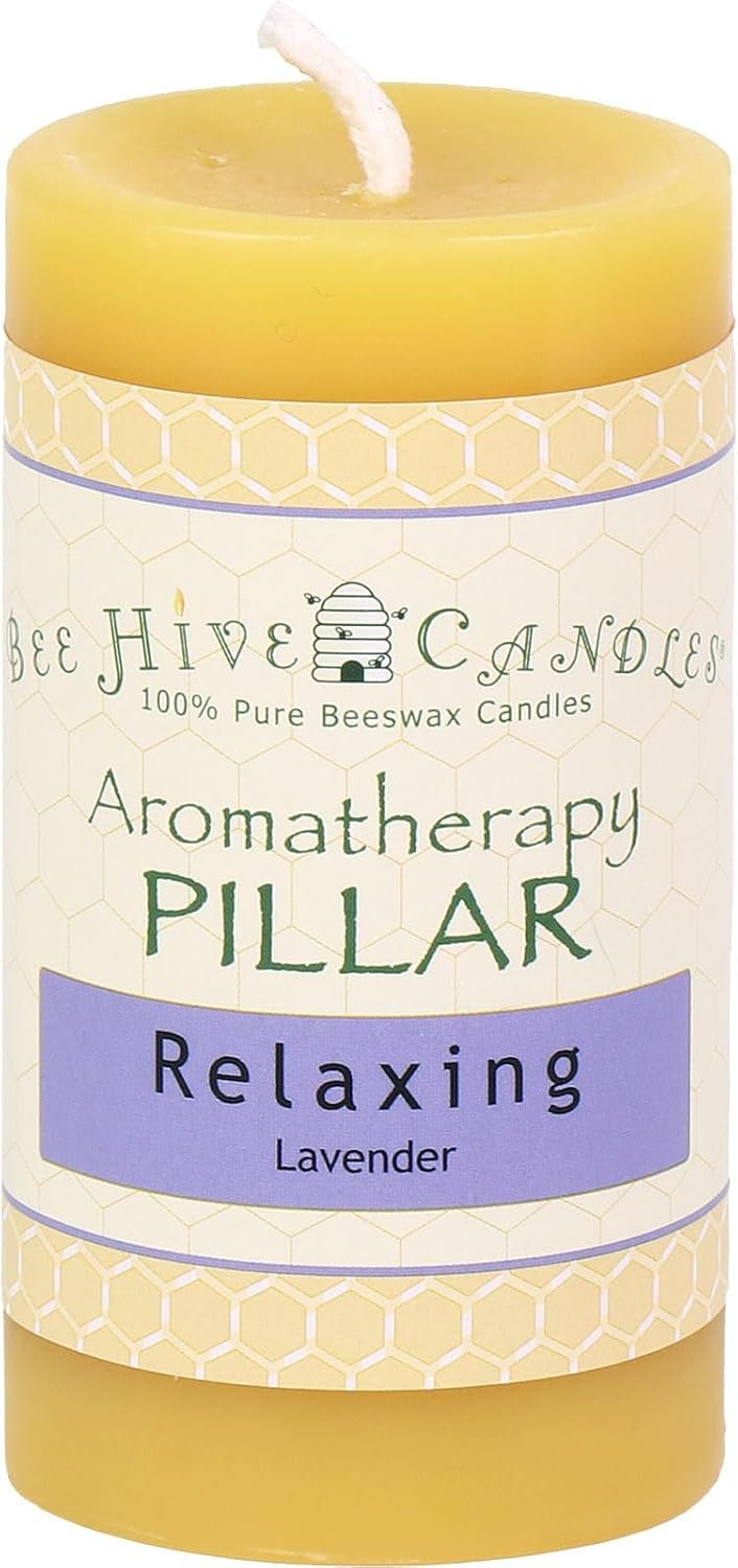 Bee Hive Candles 100% Pure Beeswax Aromatherapy Pillar Candle (2″ x 3″, Relaxing)