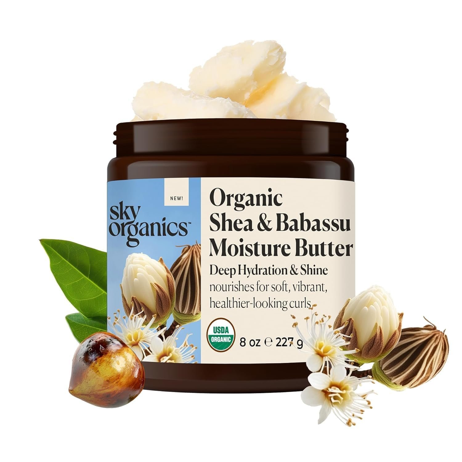 Sky Organics Organic Shea & Babassu, Hydration Butter, 8 oz, Hair & Skin