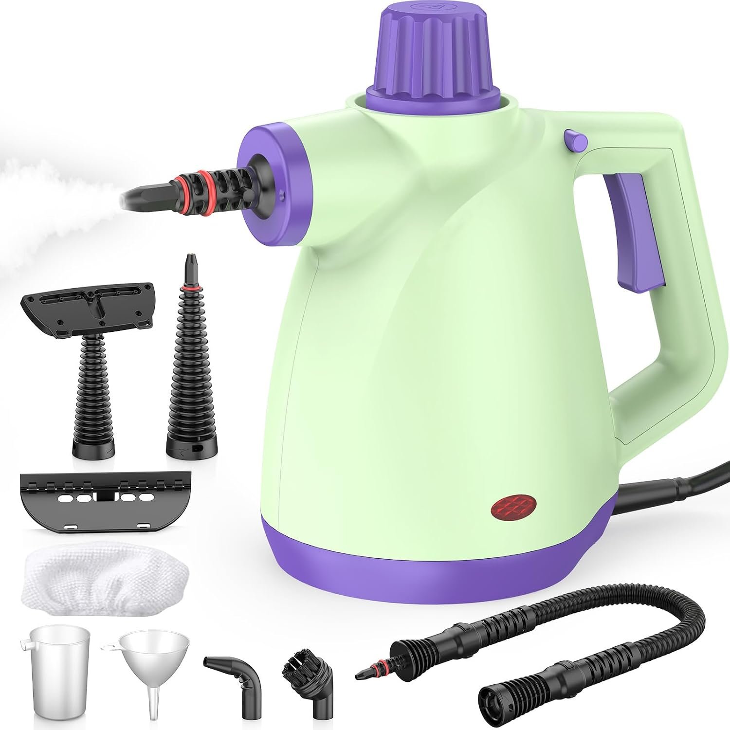1050W Handheld Steam Cleaner with 9-Piece Accessory Kit, 235°F Pressurized Portable Steamer with Safety Lock, Multi-Surface Deep Cleaning for Home, Grout, Car, Window & Upholstery