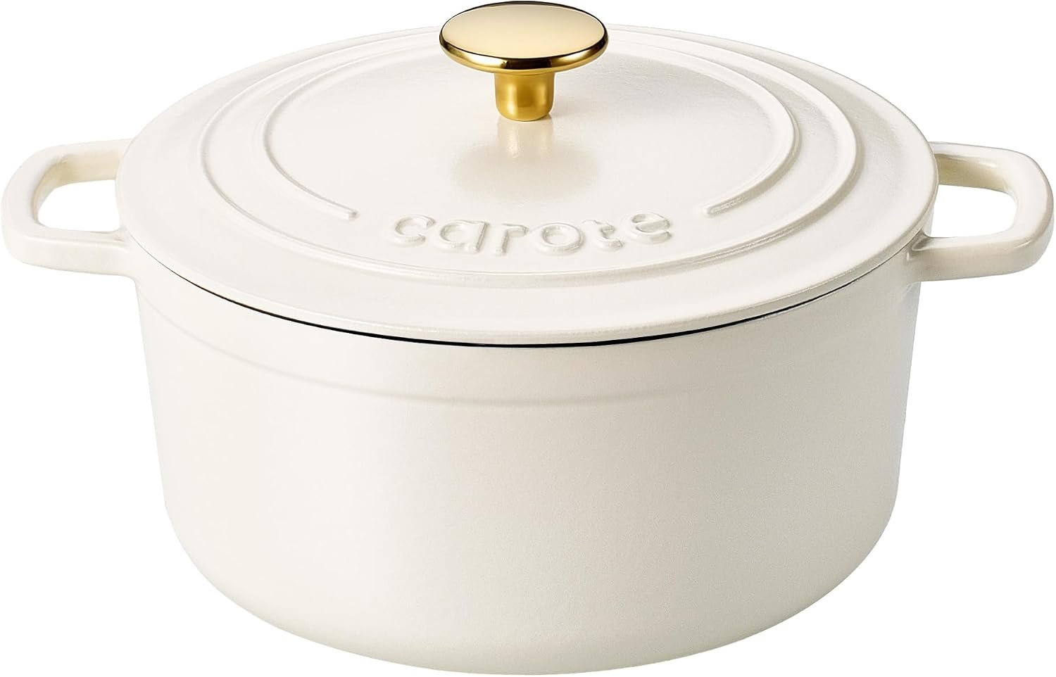 CAROTE 7QT White Enameled Cast Iron Dutch Oven Pot with Lid